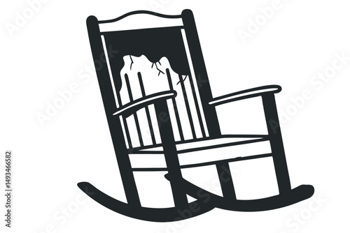 Old-Style Rocking Chair Line Vector Drawing