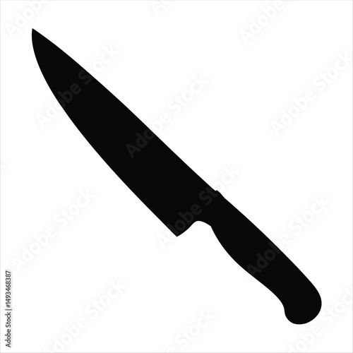 Silhouette of a chef's knife with a sharp blade and handle