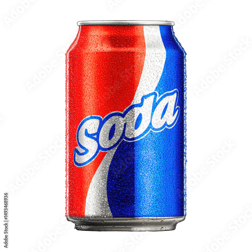  Can of Soda with Metallic Finish on Transparent Background