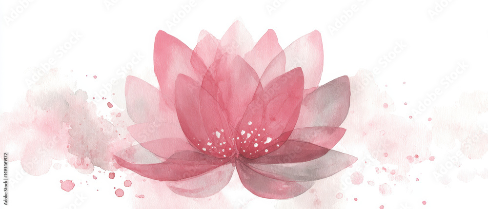 Fototapeta premium Pale pink lotus design with watercolor effect, creating serene and abstract look