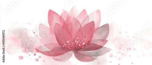 Pale pink lotus design with watercolor effect, creating serene and abstract look