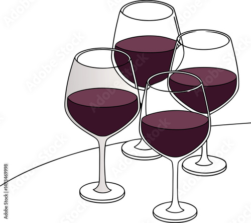 Ten Wine Glass Icons in Minimal Design