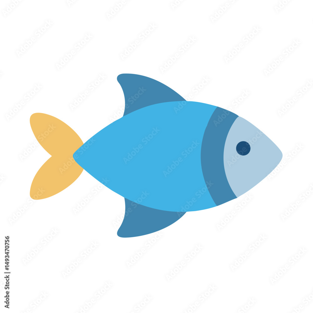 Obraz premium Simple Flat Design Illustration of Fish on Black Background