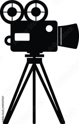 movie camera icon on white background