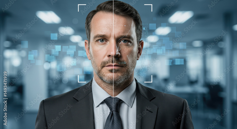Naklejka premium Facial Recognition Technology: Biometrics, Security, and the Future of Identity