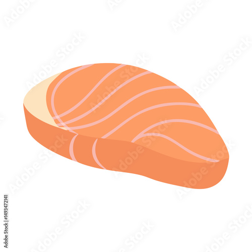 Stylized Salmon Fillet Illustration on Dark Background