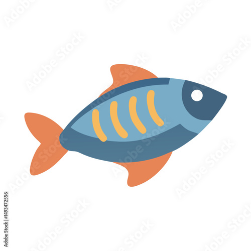 Stylized Cartoon Fish Illustration on a Black Background