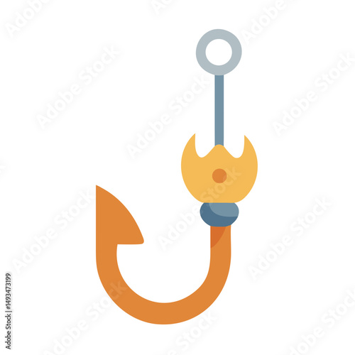 Isolated fishing hook with ring on a black background