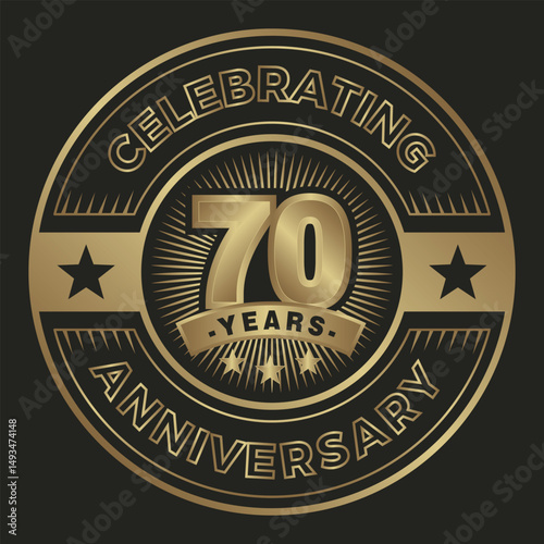 70 years anniversary. Celebrating anniversary emblem logo	