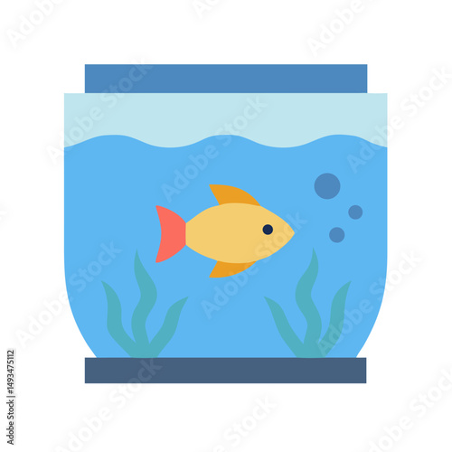 Flat illustration of fish in a fishbowl icon