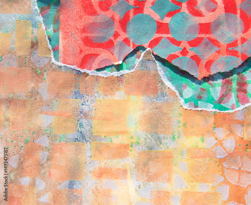 abstract acrylic texture with stencil elements