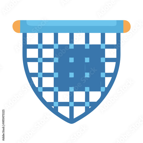 Blue fishing net flat vector illustration on black