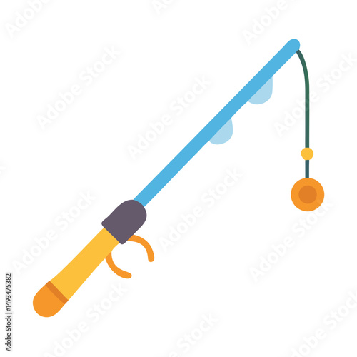 Flat design fishing rod vector illustration on black