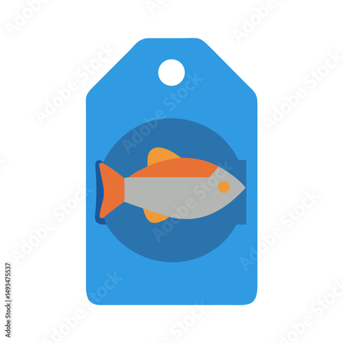 Stylized fish tag icon flat graphic design