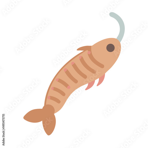 Cute cartoon fish bait lure on black background