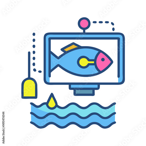 Fish monitoring via sonar display in the water
