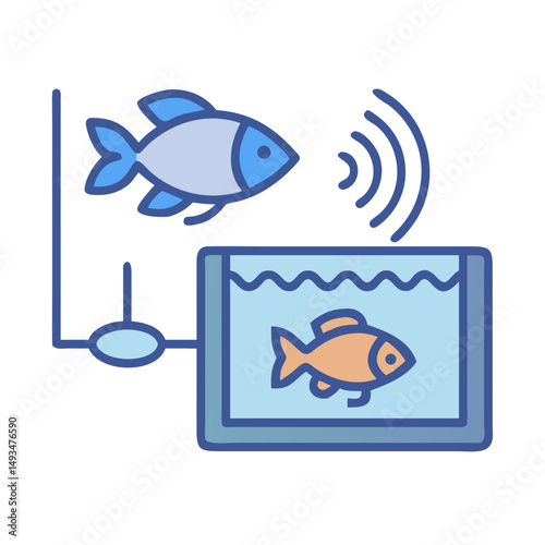 Aquatic monitoring system with fish and tank display