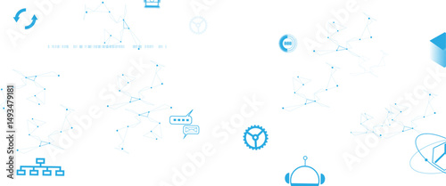Vectors technology icons in blue on a white background.