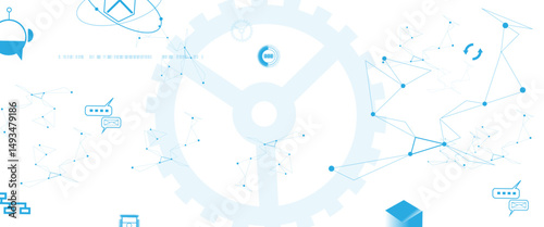Vectors technology icons in blue on a white background.