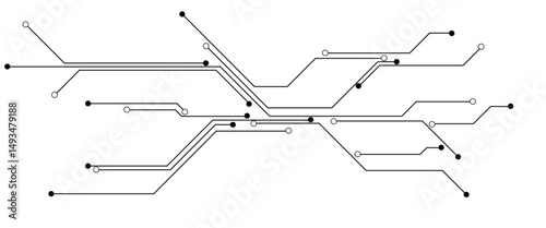 Vector technology background with crossed lines and dots.
