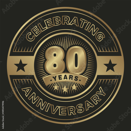 80 years anniversary. Celebrating anniversary emblem logo	