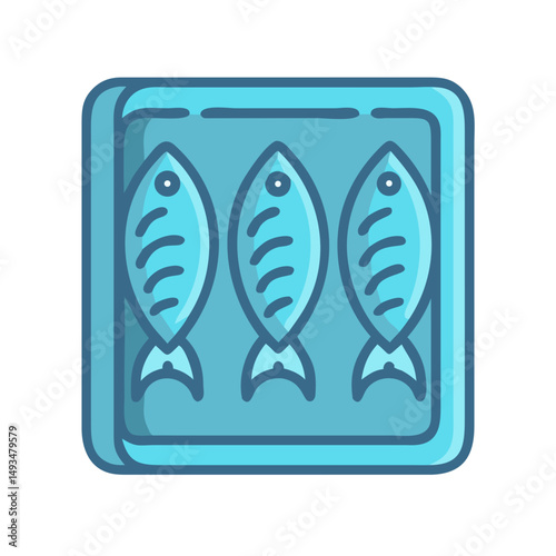 Three canned fish fillet with blue colors