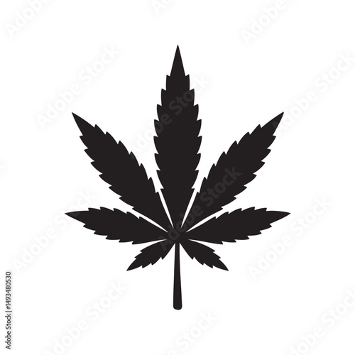 a vector silhouette view of cannabis leaf.