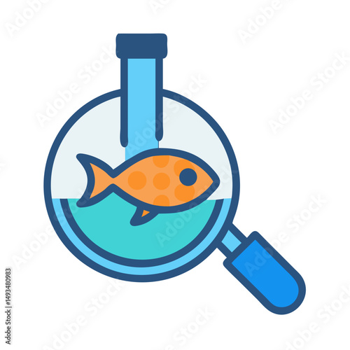 Fish in a flask science and exploration icon