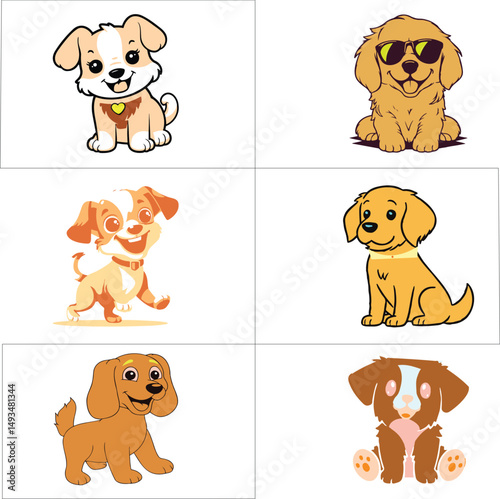  Cute Dogs Vector Art Collection
