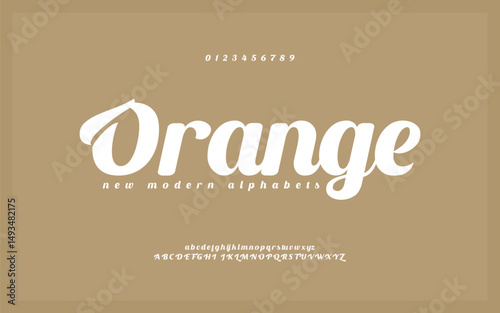 Orange, Modern alphabet letters font logo. Typography luxury minimal lettering fonts decorative wedding vintage retro logos. vector illustration