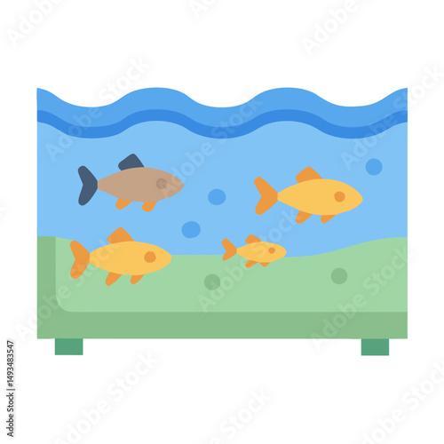 Flat vector illustration of an aquarium with goldfish