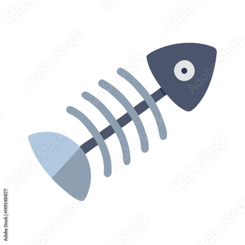 Stylized fish bone cartoon illustration on black background
