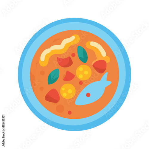 Bowl of delicious tomato soup with vegetables