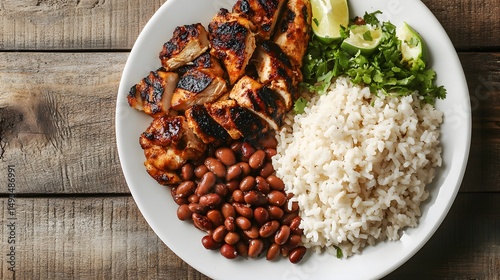 Delicious grilled poultry with rice and beans recipe for healthy eating and balanced diet meal prep plan