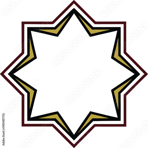 Sharp Bordered Islamic Star Frame Design for Decorative Digital and Card Use