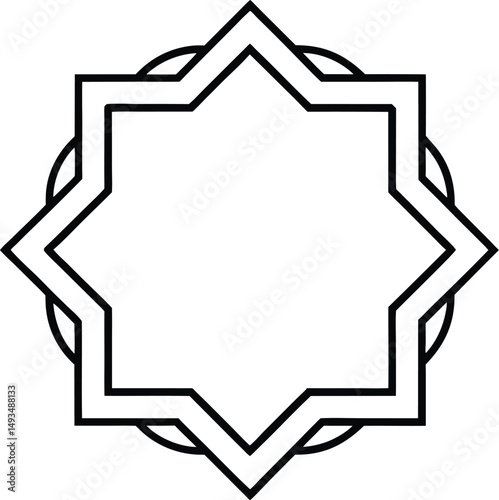 Spiky Islamic Star Outline Frame Ideal for Invitations and Elegant Decor Designs
