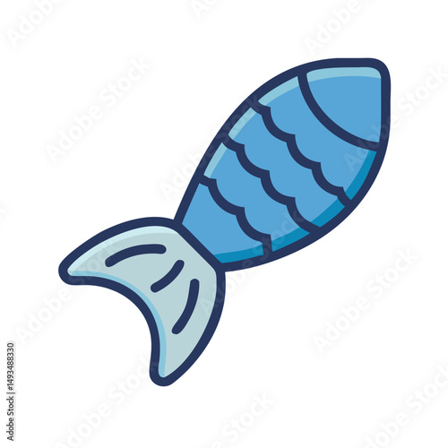 Cartoon stylized fish tail icon on black background