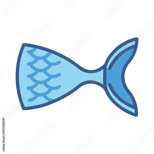 Stylized Light Blue Mermaid Tail Icon on Black Backdrop