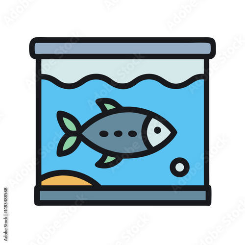 Fish in an aquarium flat vector illustration