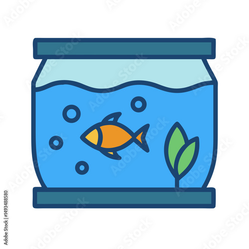 Flat illustration of a fish in a fishbowl