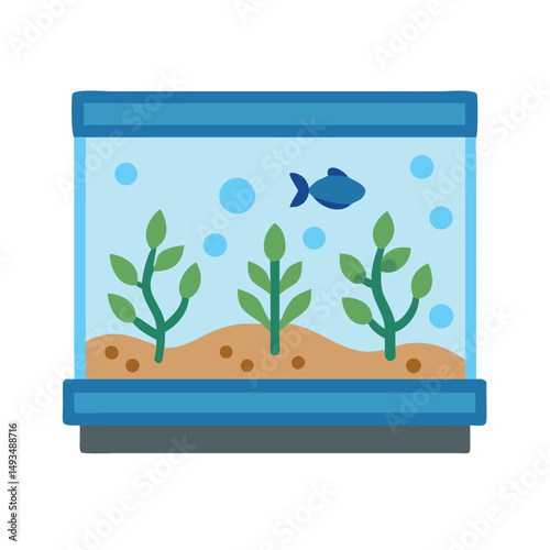 Flat design aquarium with fish and plants illustration