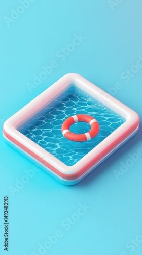 Wallpaper Mural Inflatable Pool with Lifebuoy Ring Torontodigital.ca