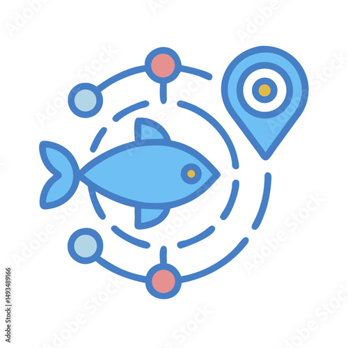 Fish location tracking using a blue map pointer