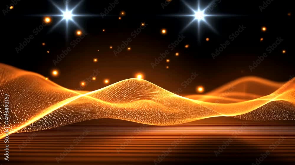 Golden landscape with starburst
