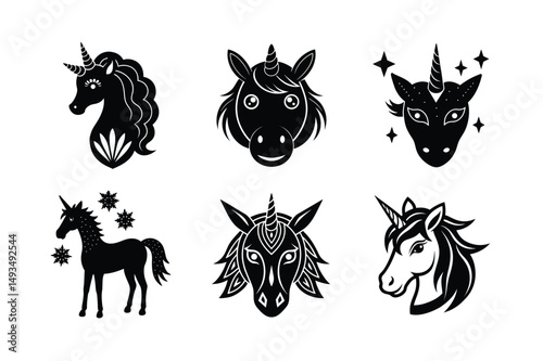 Whimsical Unicorn Vector Set – Fantasy Silhouettes