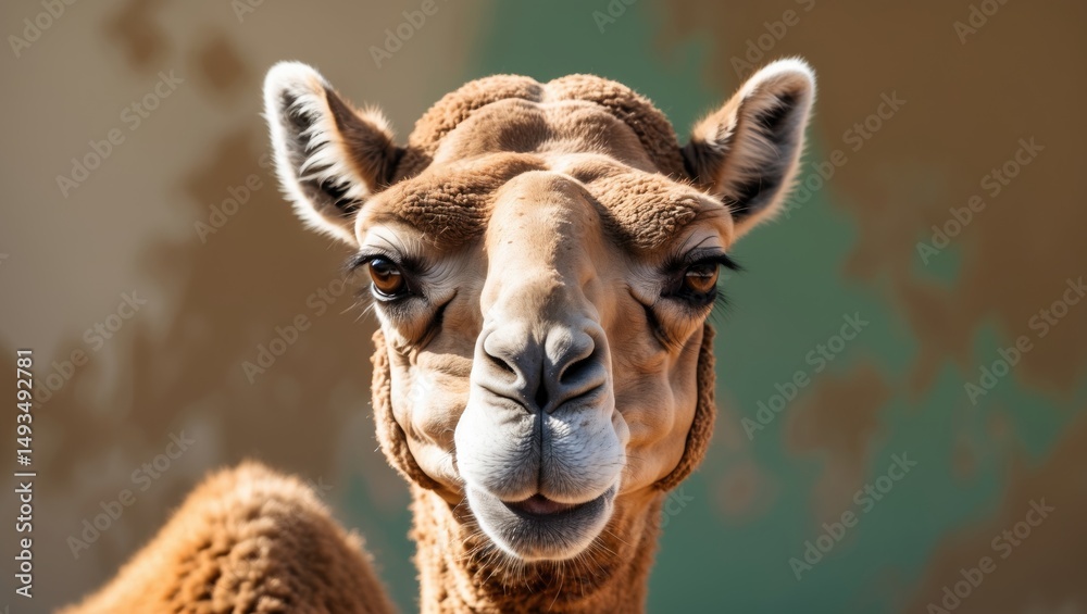 Obraz premium Detailed View of Camel's Face in Natural Surroundings