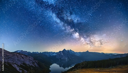 starry night over tranquil mountains