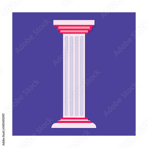 Stylized vector illustration of a classic roman column on a deep purple background