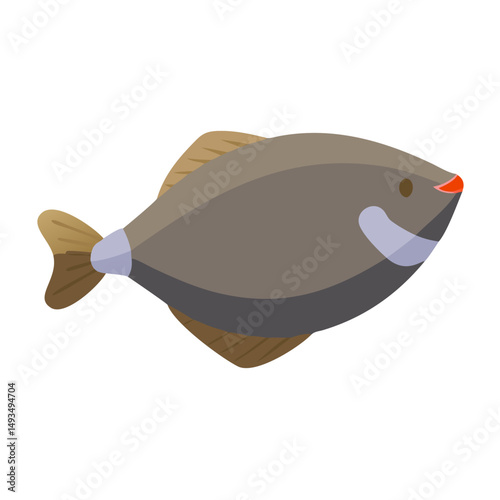 Flat fish illustration on black background for stock