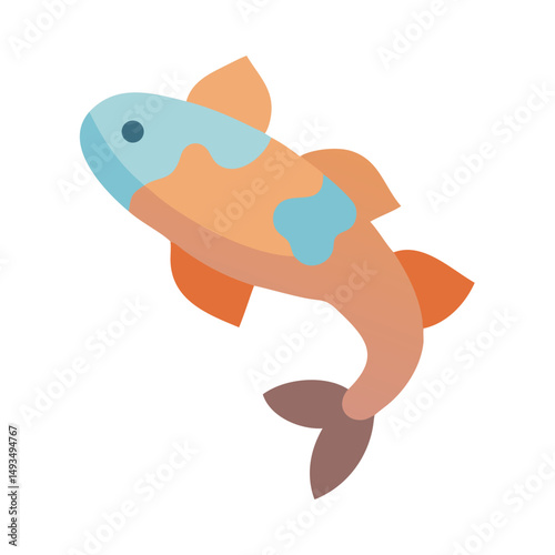 Flat design illustration of a swimming koi fish